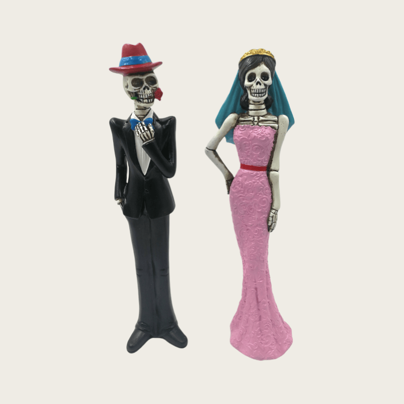 Resin Wedding Collectibles Skeleton Couple Decorative Figurines