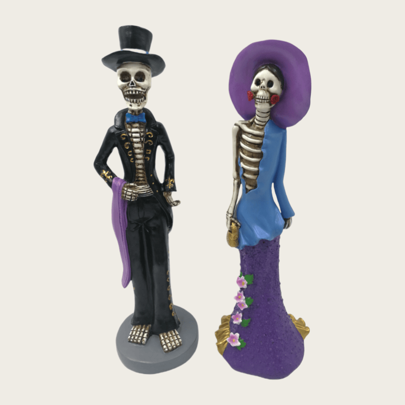 Resin Wedding Collectibles Skeleton Couple Decorative Figurines