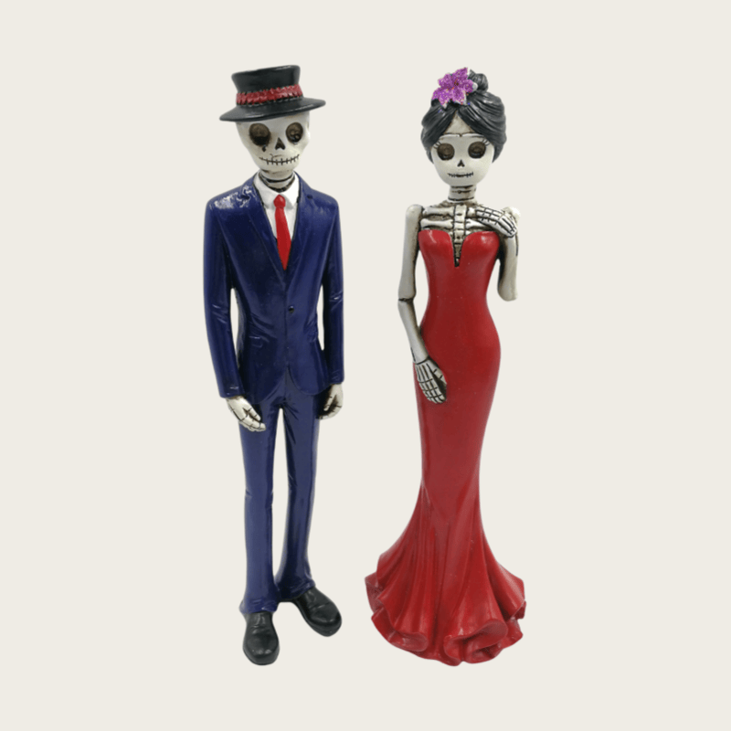 Resin Wedding Collectibles Skeleton Couple Decorative Figurines