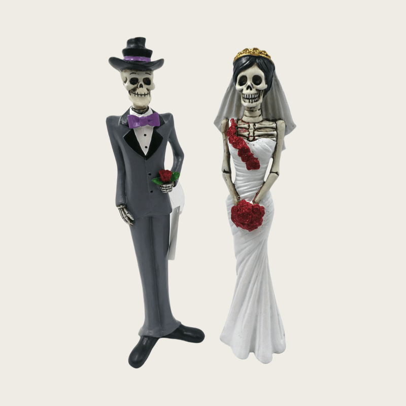 Resin Wedding Collectibles Skeleton Couple Decorative Figurines