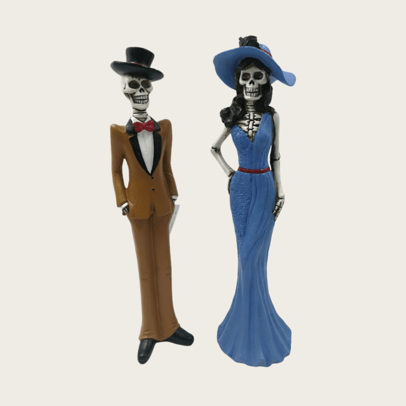 Halloween Decoration Skeleton Couple Figurines Resin Gothic Statues Vintage Home Decor