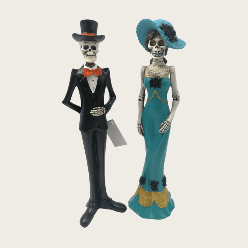 Halloween Decoration Skeleton Couple Figurines Resin Gothic Statues Vintage Home Decor