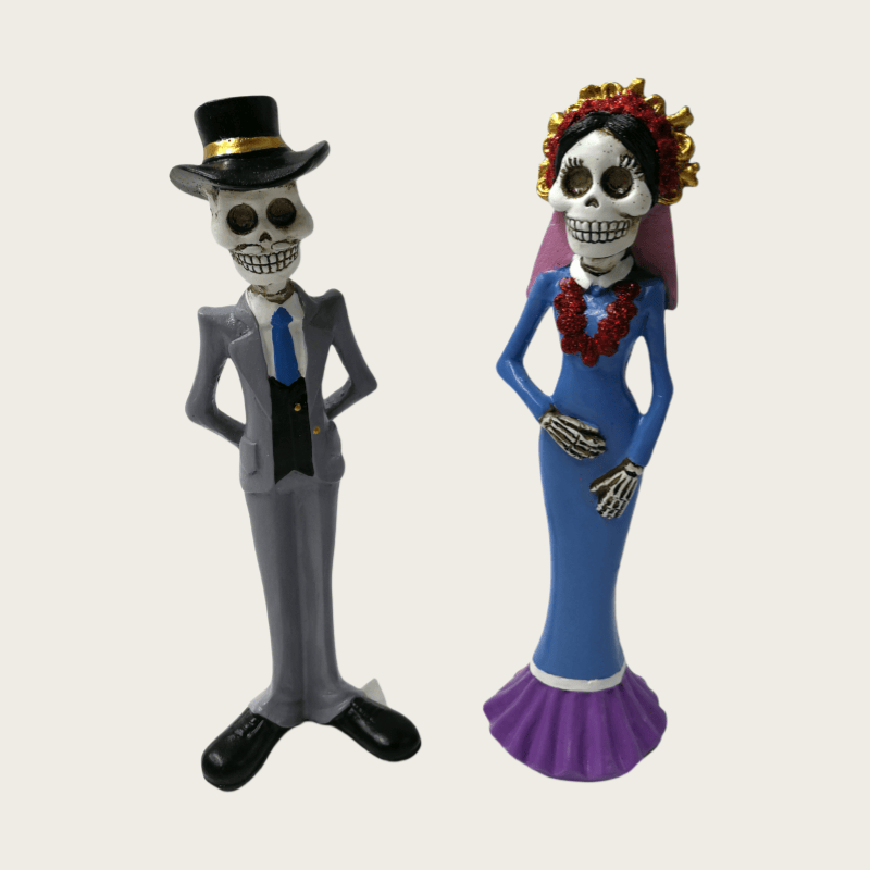 Hot Sale Dancing Mexican Skeleton Couple Figurine Resin for Halloween Home Decoration