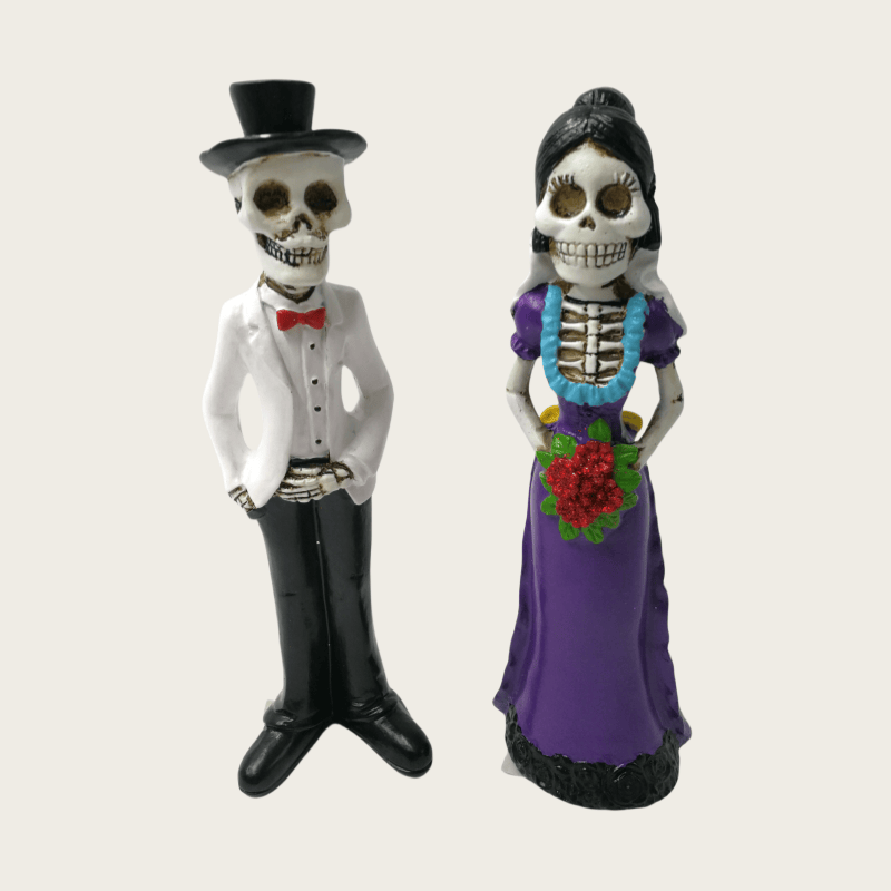 Hot Sale Dancing Mexican Skeleton Couple Figurine Resin for Halloween Home Decoration