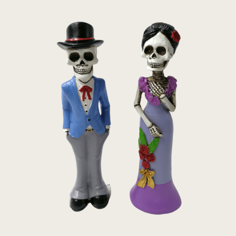 Hot Sale Dancing Mexican Skeleton Couple Figurine Resin for Halloween Home Decoration