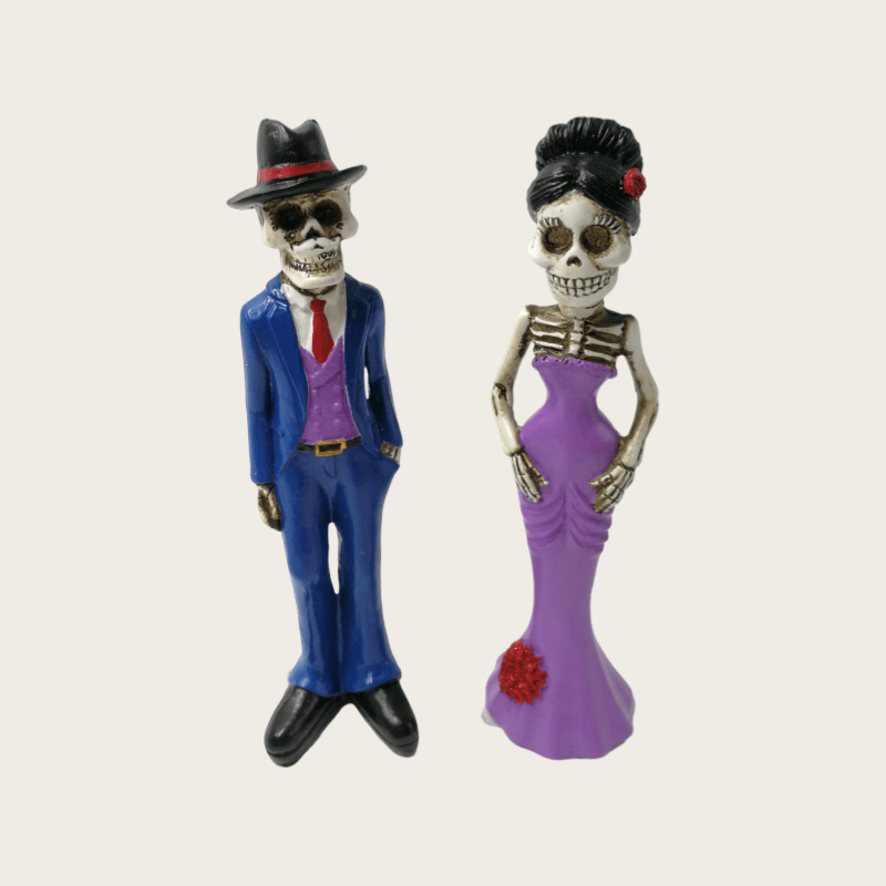 Hot Sale Dancing Mexican Skeleton Couple Figurine Resin for Halloween Home Decoration