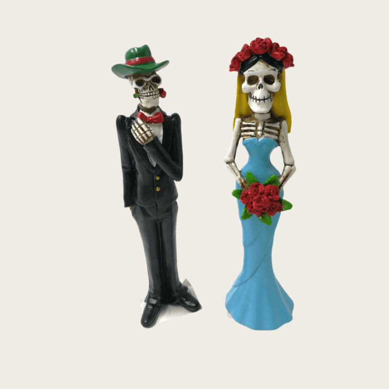 Hot Sale Dancing Mexican Skeleton Couple Figurine Resin for Halloween Home Decoration