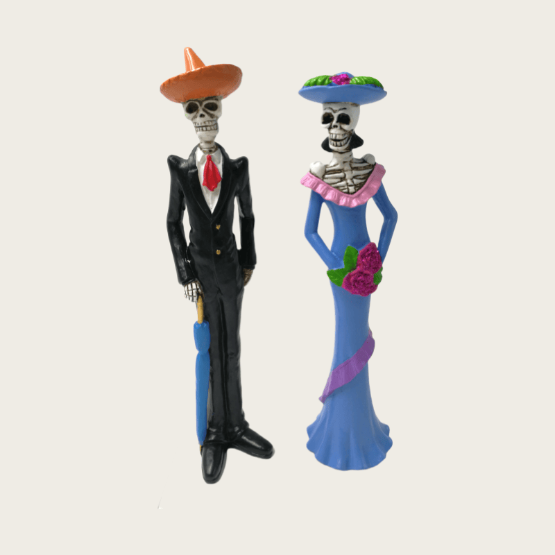Hot Sale Dancing Mexican Skeleton Couple Figurine Resin for Halloween Home Decoration