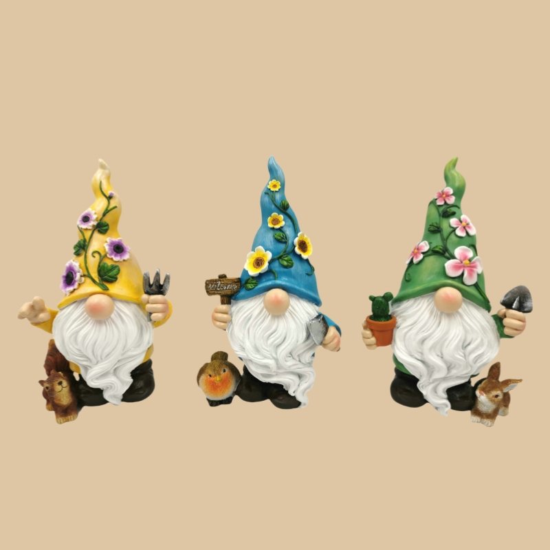 Ornaments Ground Figurine Christmas Resin Garden Dwarf Sculpture Statue Gnomes Solar Light
