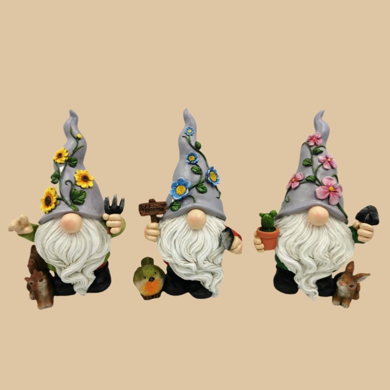 Ornaments Ground Figurine Christmas Resin Garden Dwarf Sculpture Statue Gnomes Solar Light