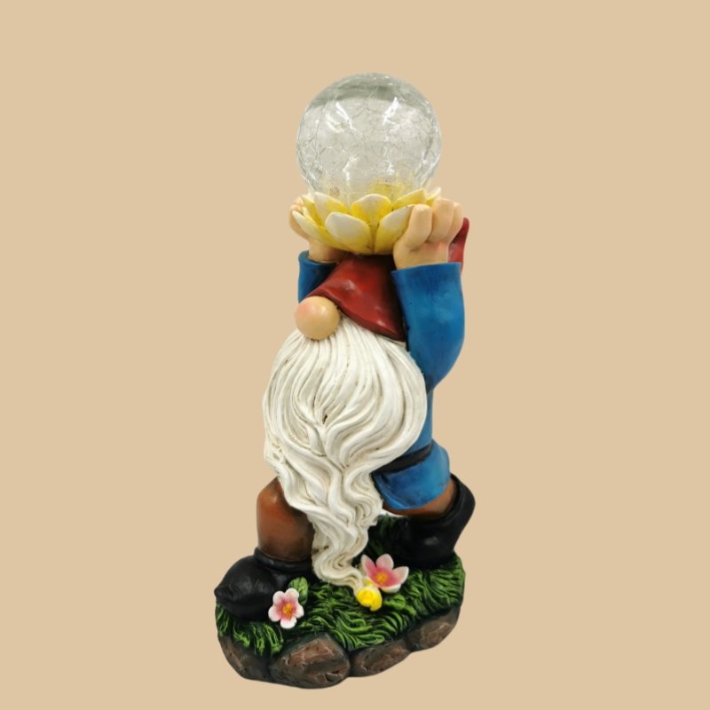 New Arrival Cute Resin Rabbit Ornament Gnome With Solar Light for Garden Decor
