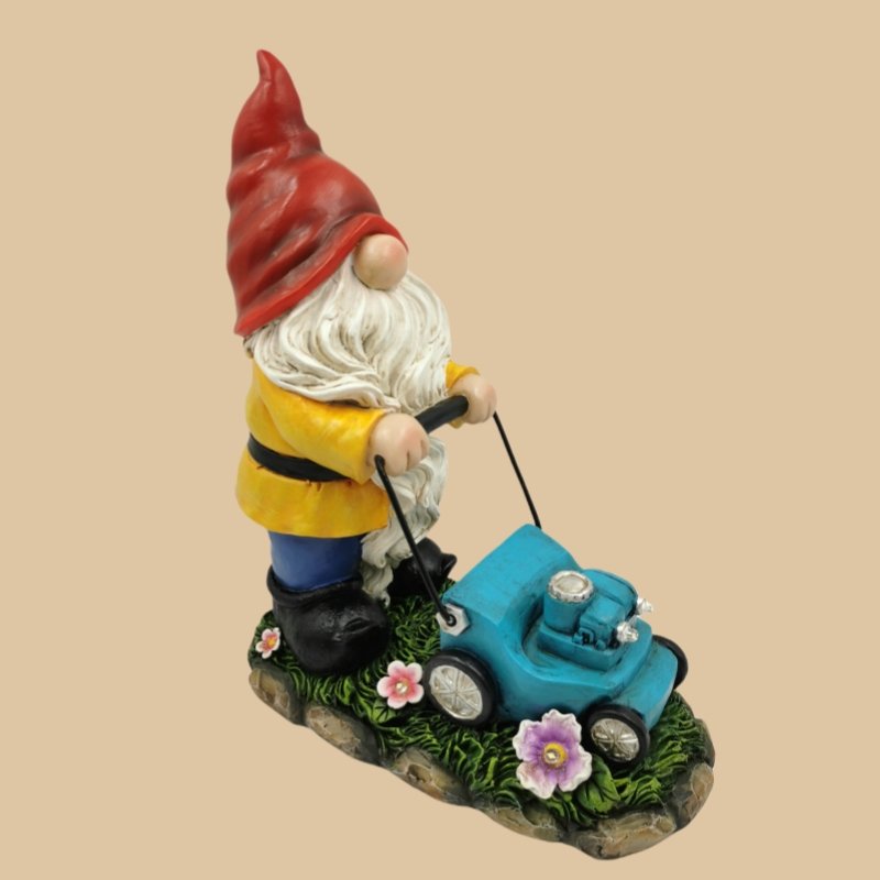 Garden Gnome Statue Funny Gnome Figurine With Solar Welcome for Patio Yard Lawn