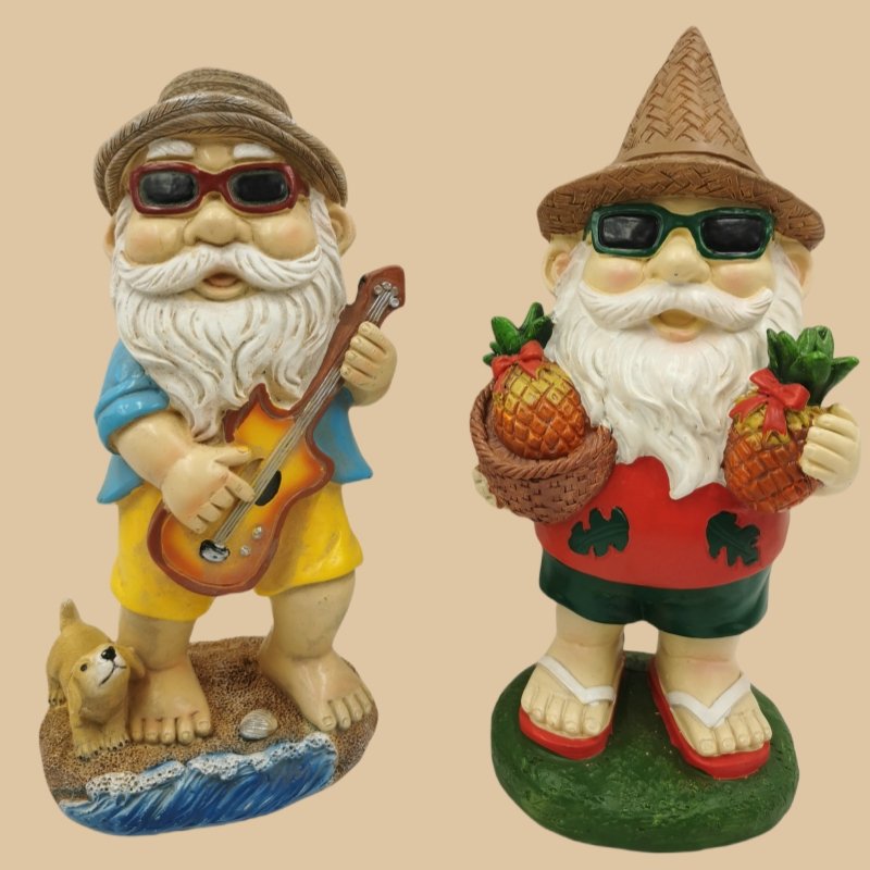 Garden Gnome Statue Funny Gnome Figurine With Solar Welcome for Patio Yard Lawn