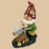 Garden Resin Statue Outdoor Decor Gnome with Solar Light Figurine Holding Lantern Lights