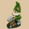 Garden Resin Statue Outdoor Decor Gnome with Solar Light Figurine Holding Lantern Lights